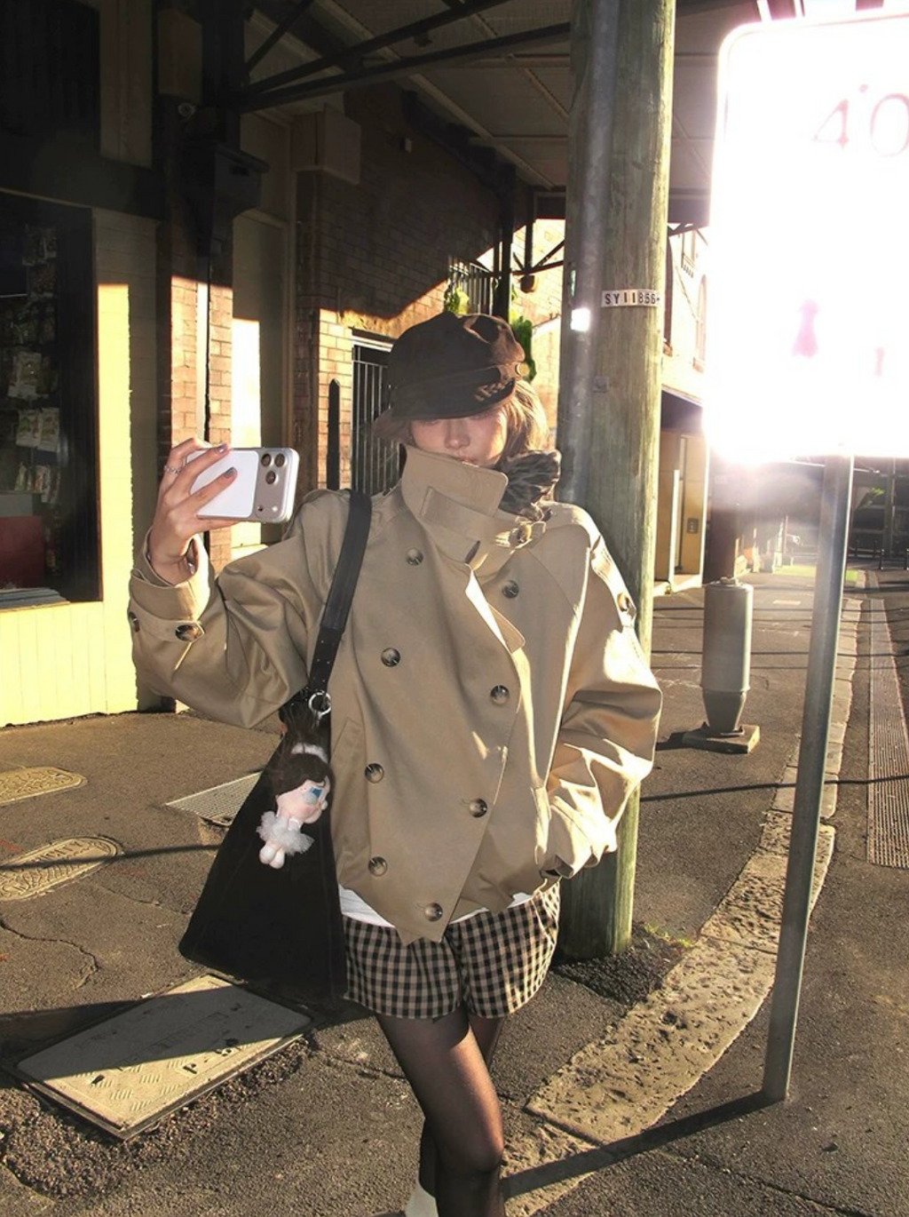 Double-breasted short trench coat  ダブルブレスト ショート トレンチコート