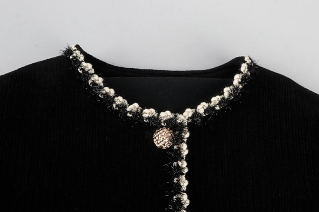 Beads embroidered corduroy trimming jacket ビーズ刺繍コーデュロイトリミングジャケット