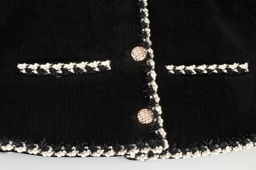 Beads embroidered corduroy trimming jacket ビーズ刺繍コーデュロイトリミングジャケット