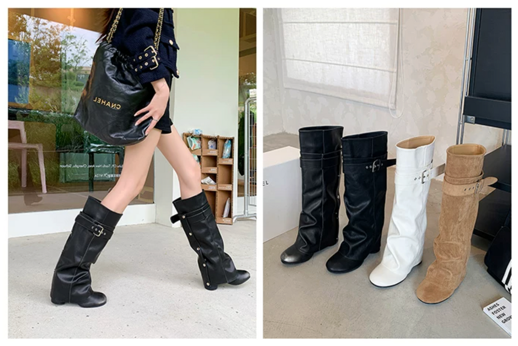 Belted buckle knee-high boots ベルトバックルニーハイブーツ