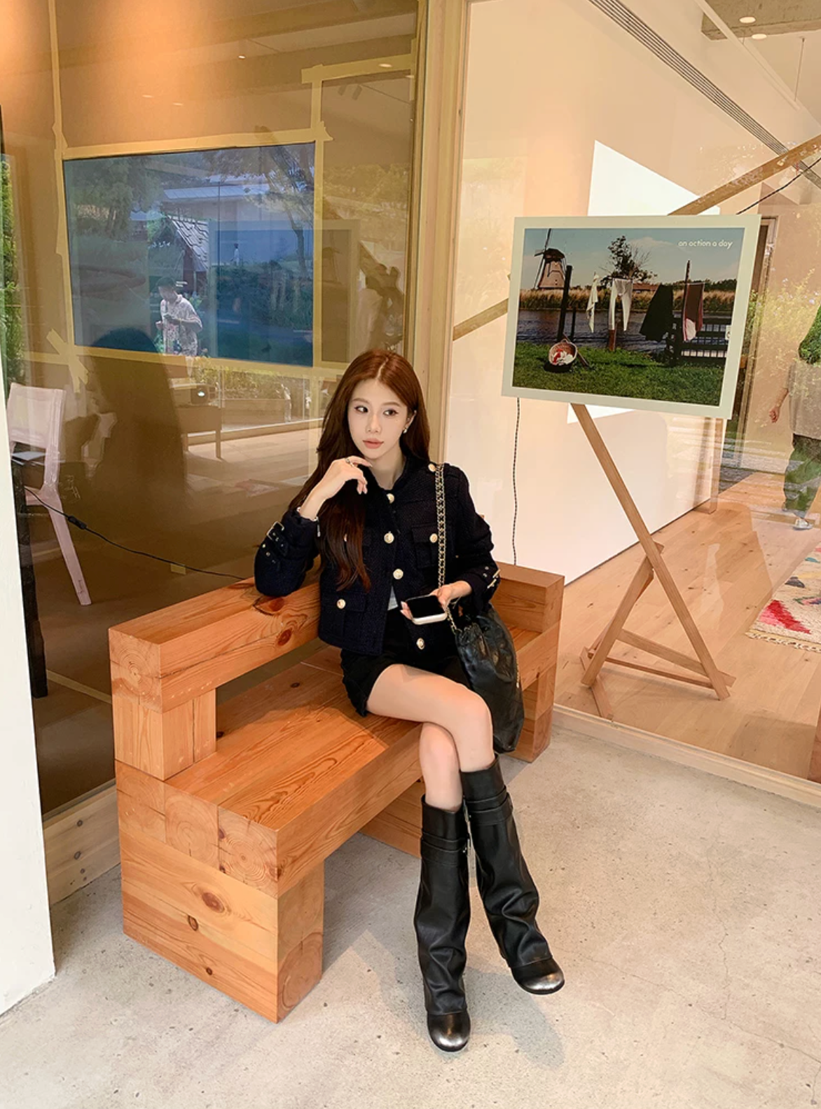 Belted buckle knee-high boots ベルトバックルニーハイブーツ