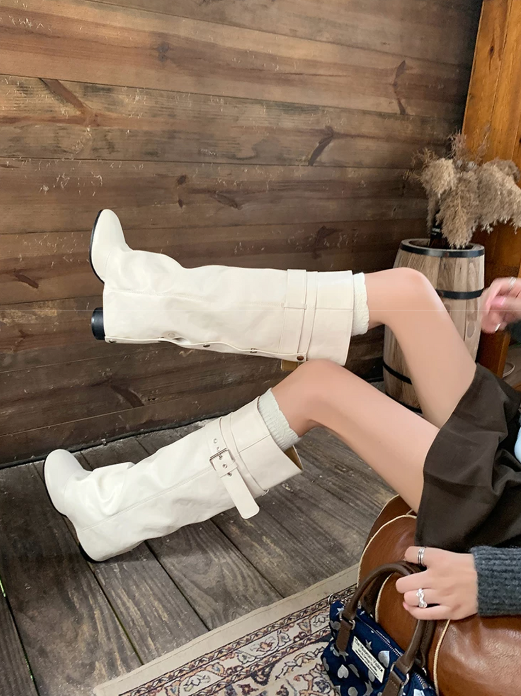 Belted buckle knee-high boots ベルトバックルニーハイブーツ