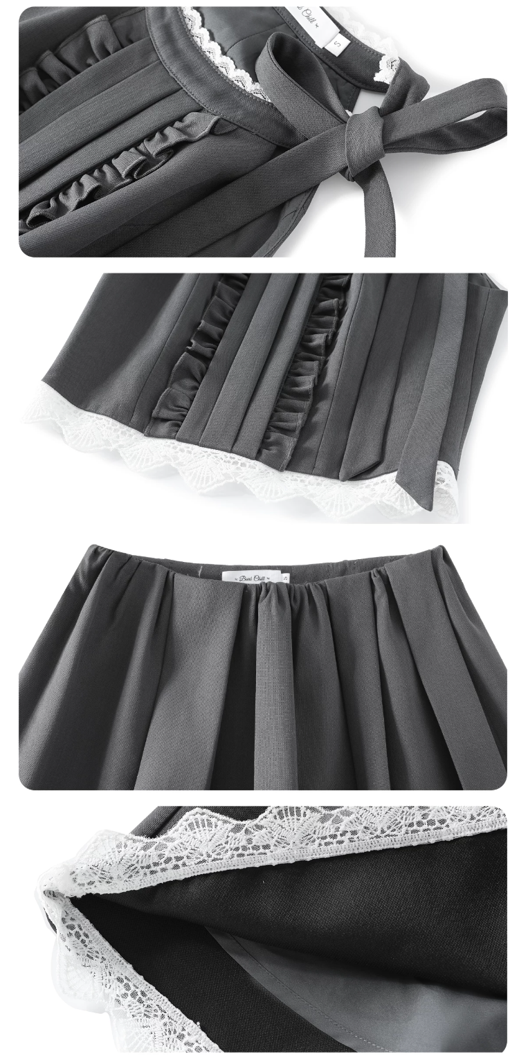 Halter top & lace-trim skirt ホルタートップス&レーストリムスカート