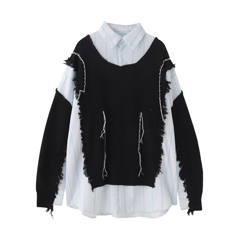 Stripe Shirts Docking Vest ストライプシャツ ドッキング ベスト