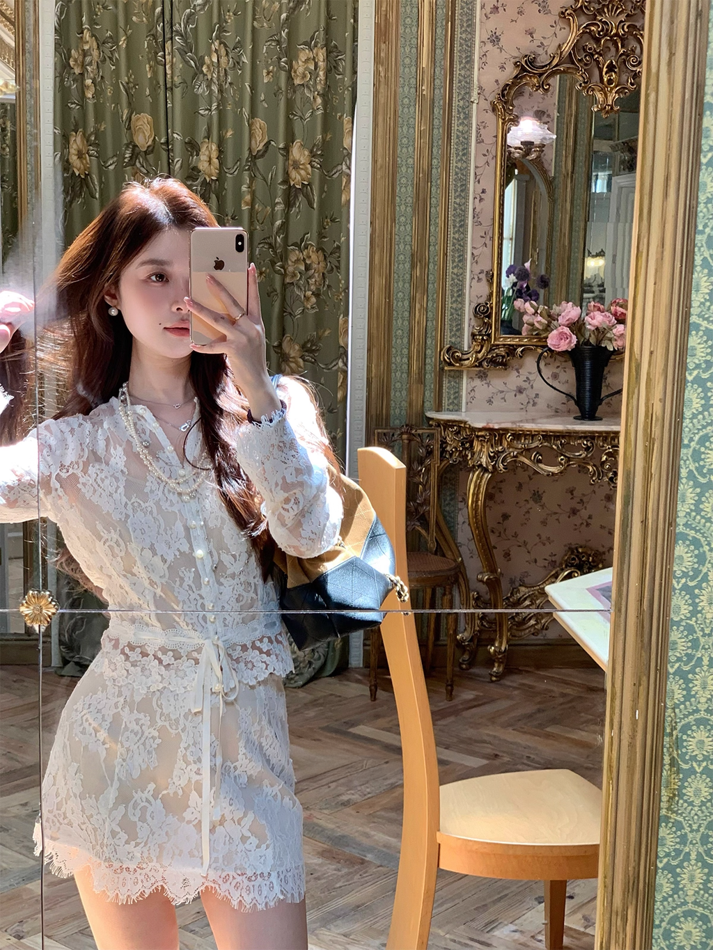 Lace Shirts and skirt Set upレースシャツ＆スカートセットアップ