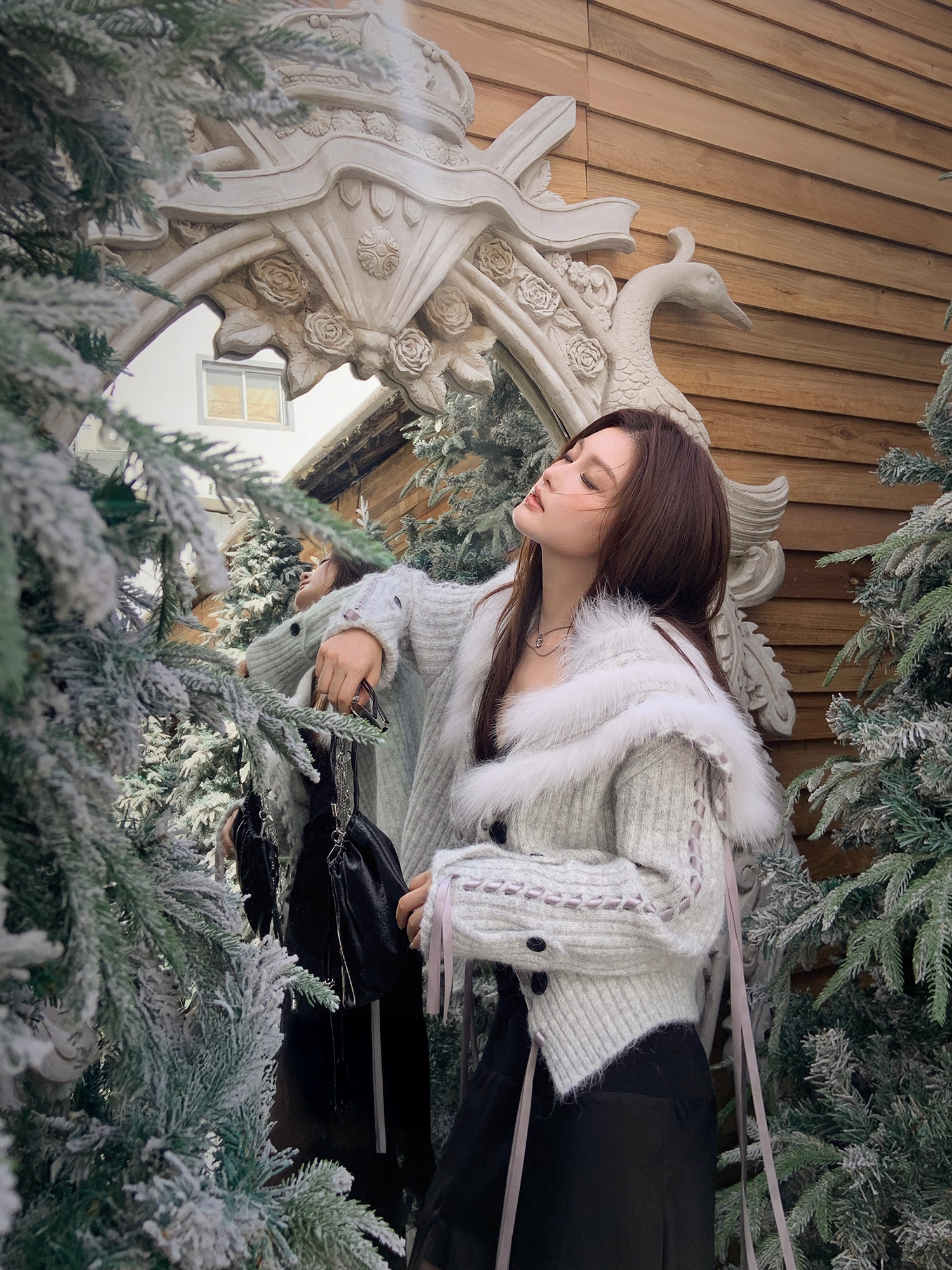 Fur Hoodie knit Cardigan ファーフーディニットカーディガン