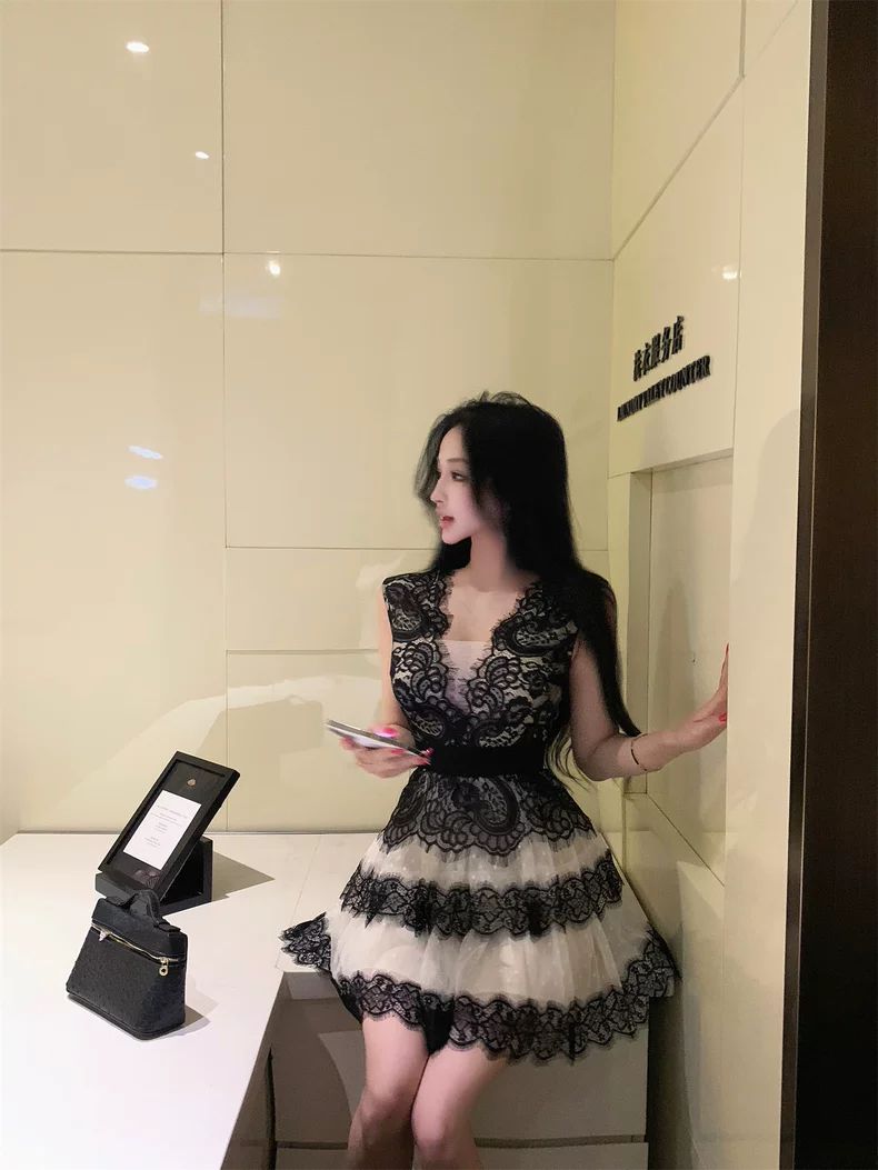Lace Bicolor Dress レース バイカラー ドレス