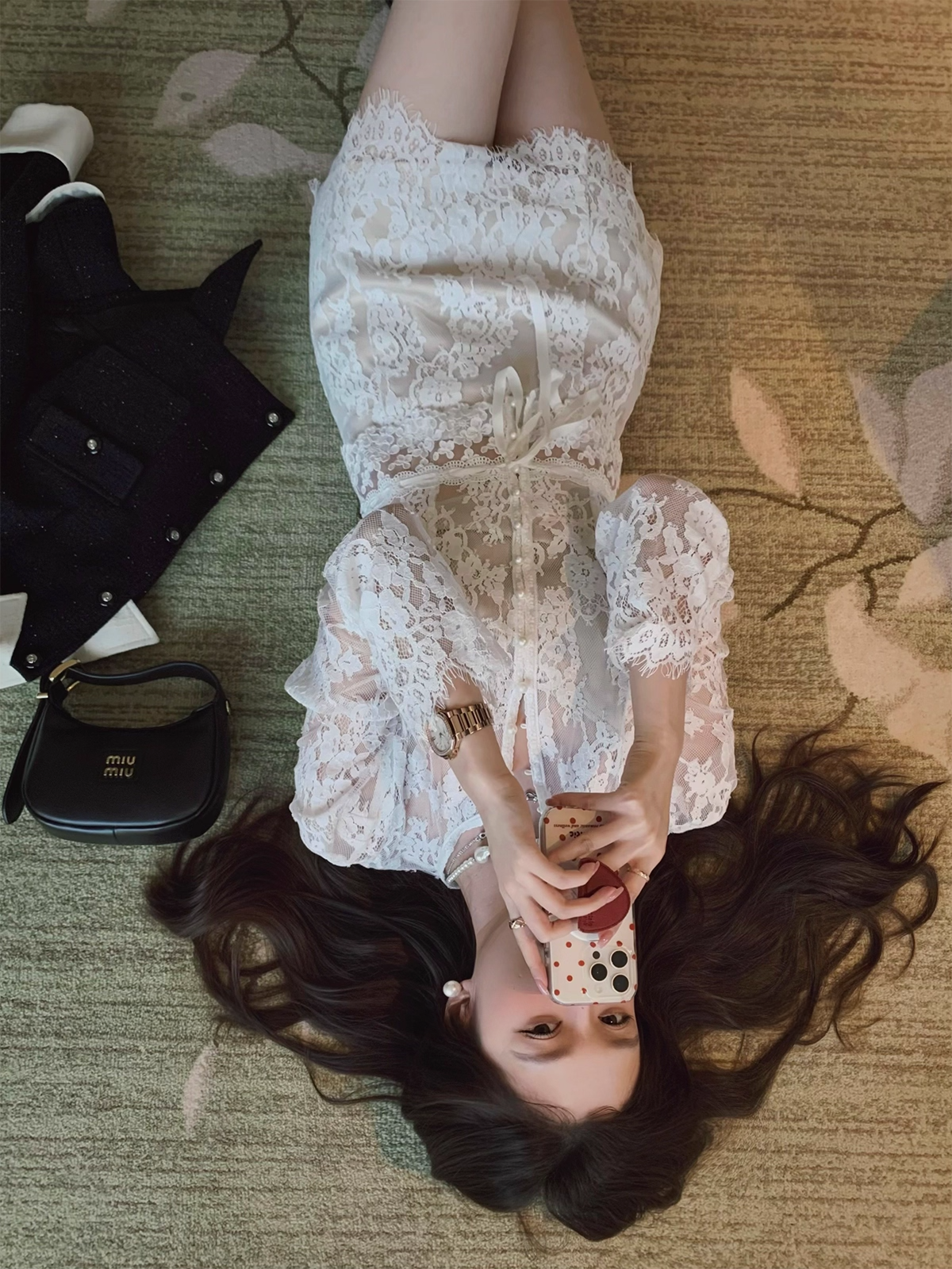 Lace Shirts and skirt Set upレースシャツ＆スカートセットアップ