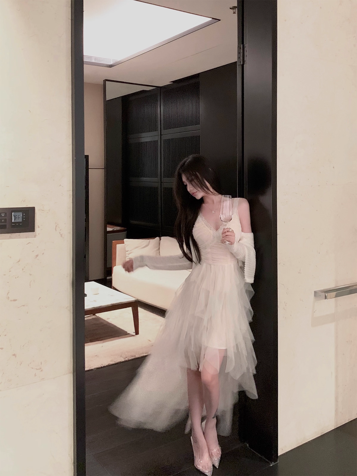 Frill Rayered Long Dress フリル レイヤード ロング ドレス