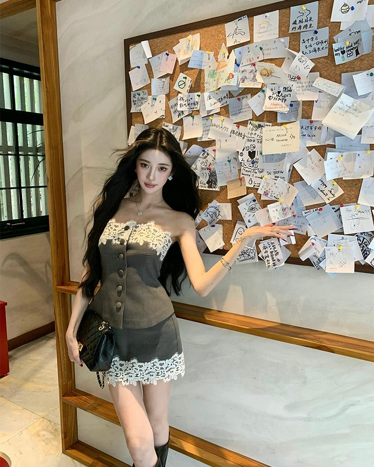 Lace Strapless tops & skirts レース ストラップレストップス & スカート