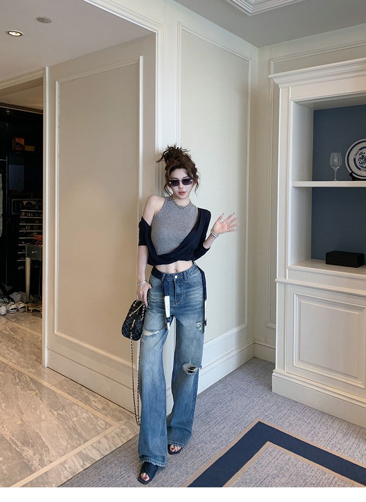 Damage Slim Straight Denim ダメージ スリム ストレート デニム