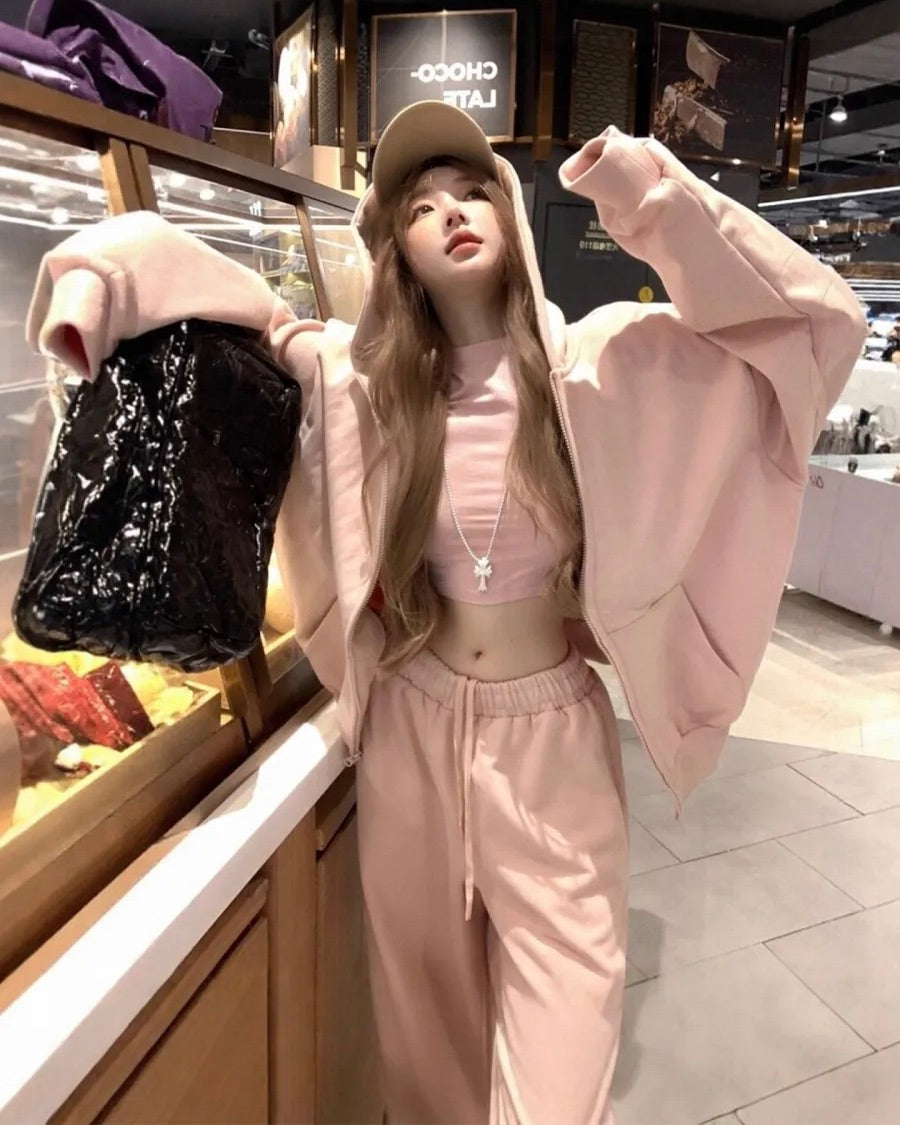 Pink Sweat Set Up フード付きスウェットセットアップ