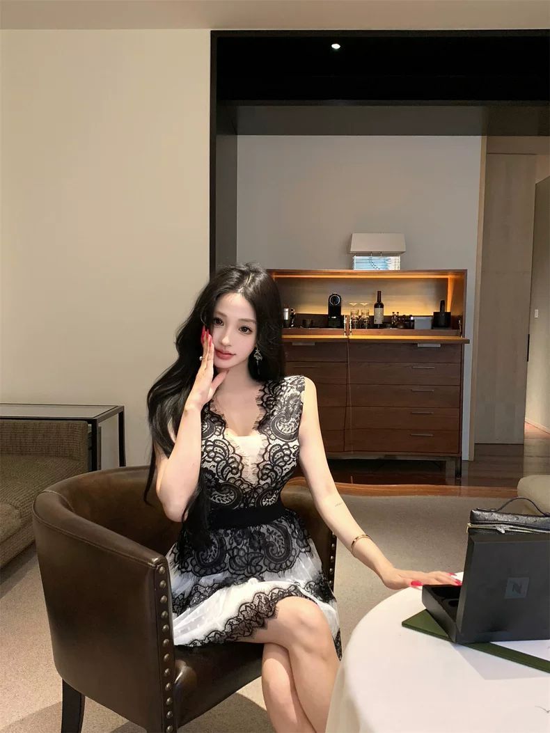Lace Bicolor Dress レース バイカラー ドレス