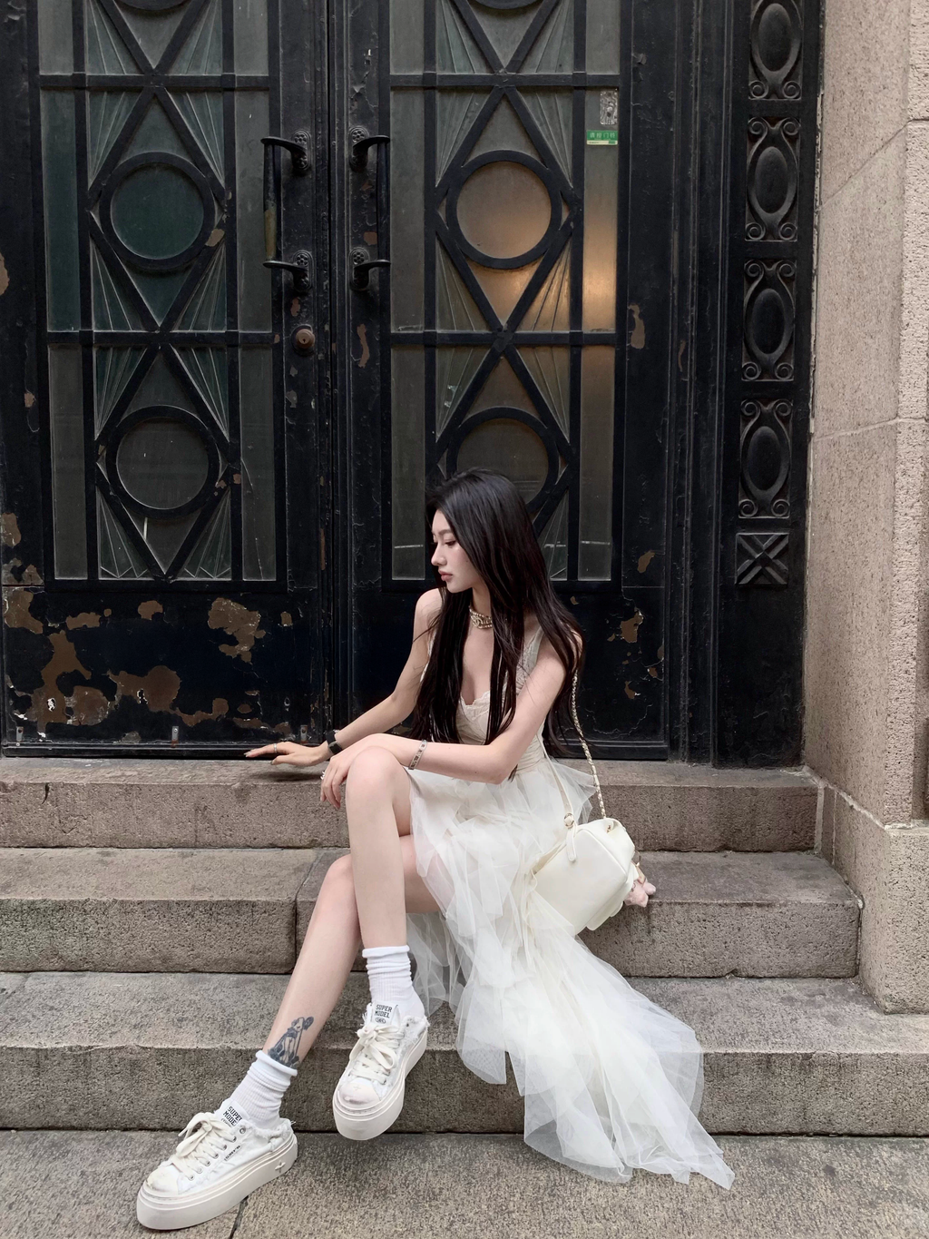 Frill Rayered Long Dress フリル レイヤード ロング ドレス