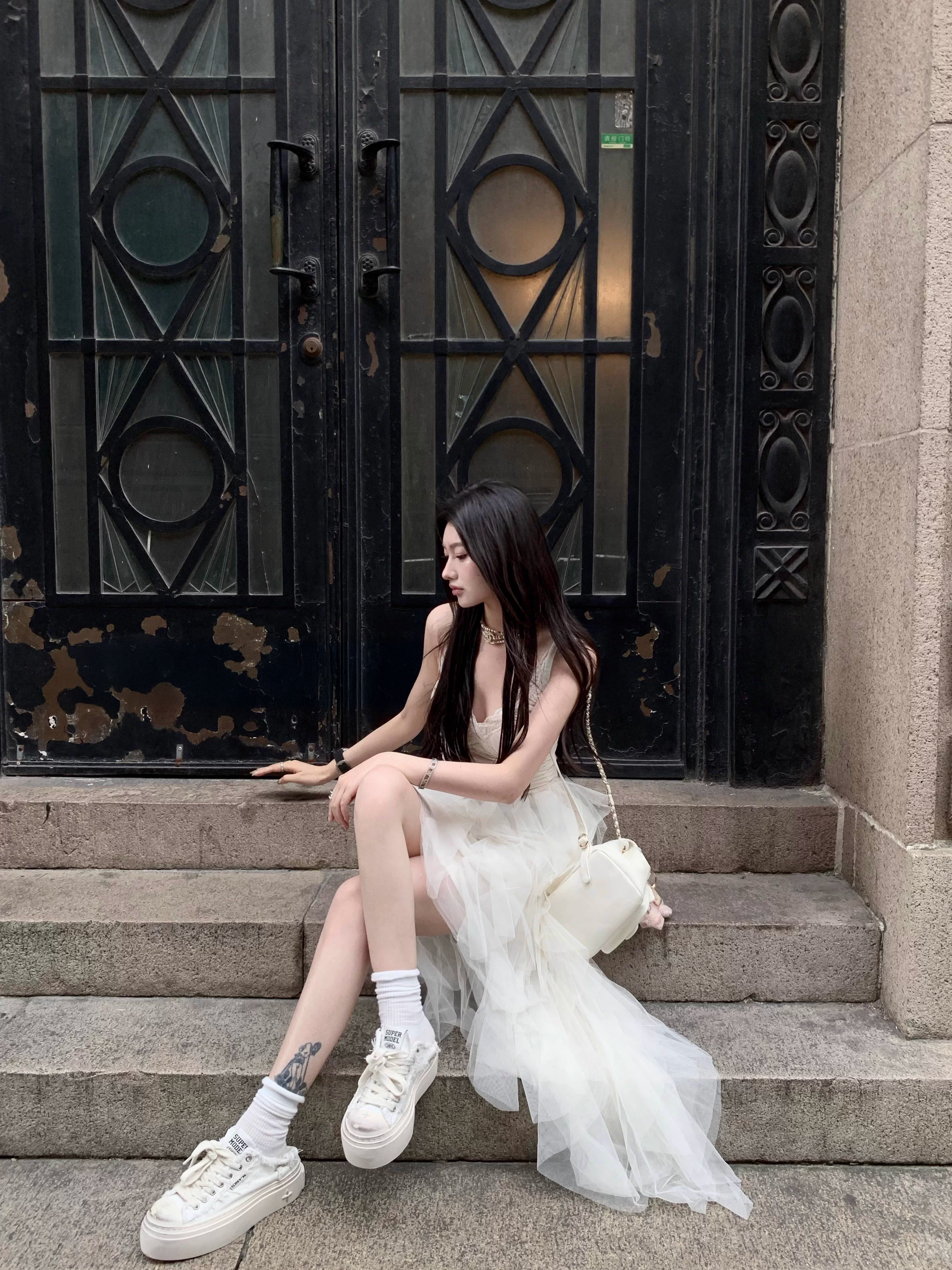 Frill Rayered Long Dress フリル レイヤード ロング ドレス