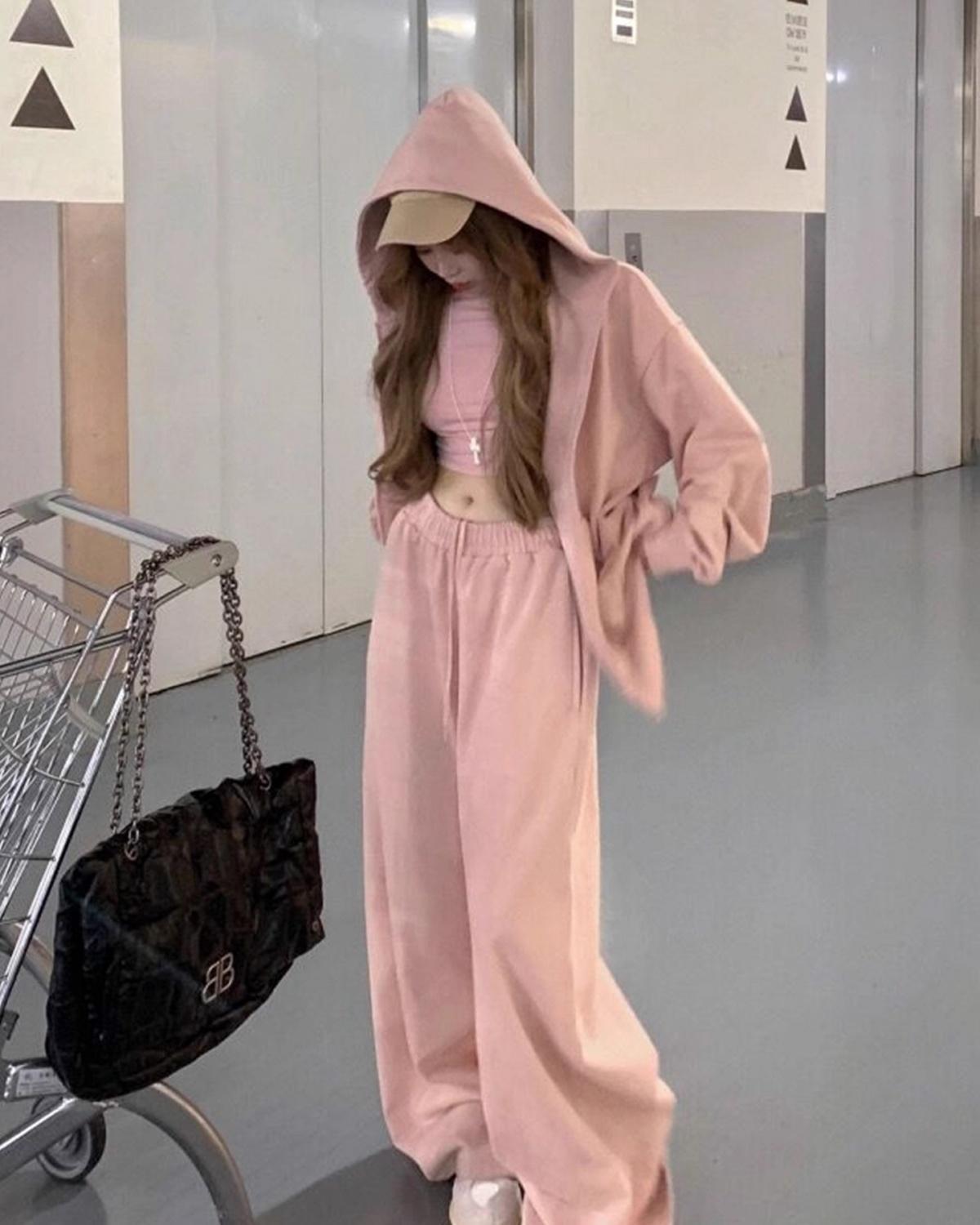 Pink Sweat Set Up フード付きスウェットセットアップ
