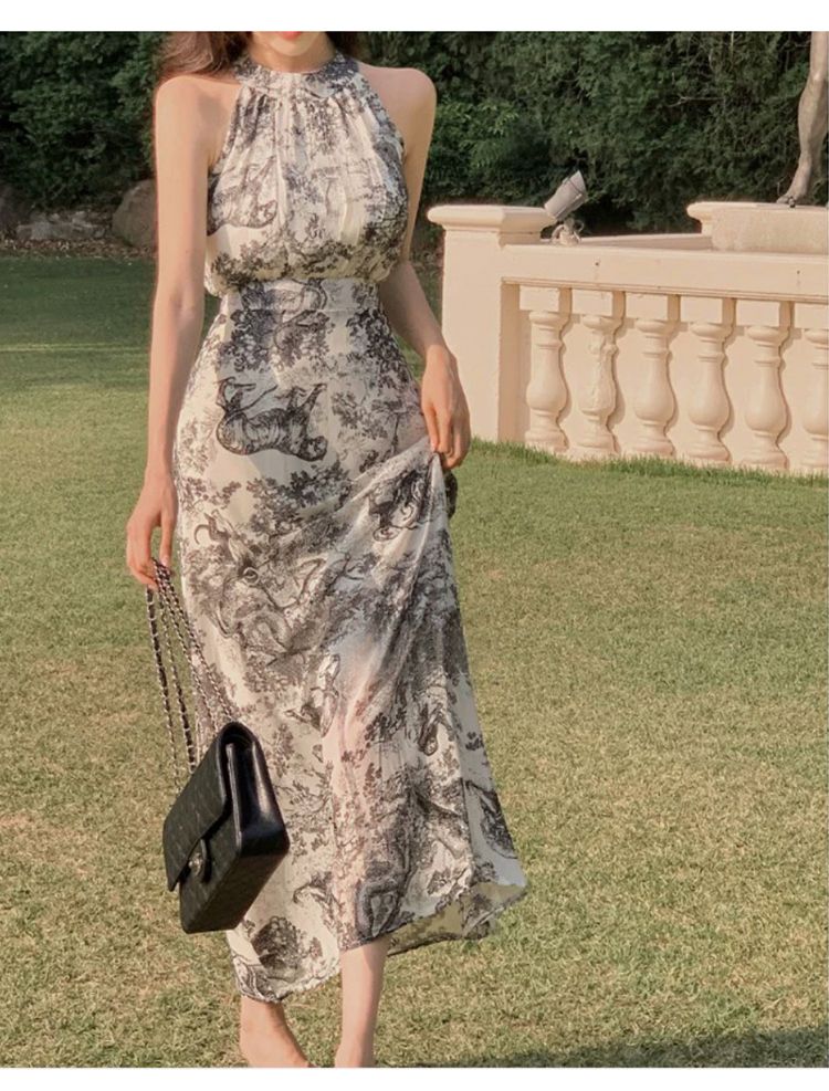 Halter Neck Pattern Dress ホルターネック パターンドレス