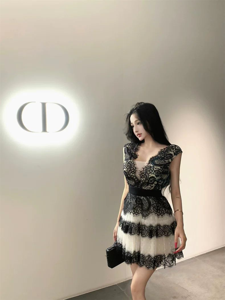 Lace Bicolor Dress レース バイカラー ドレス