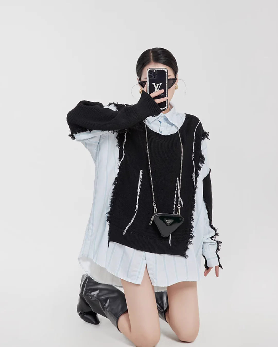 Stripe Shirts Docking Vest ストライプシャツ ドッキング ベスト