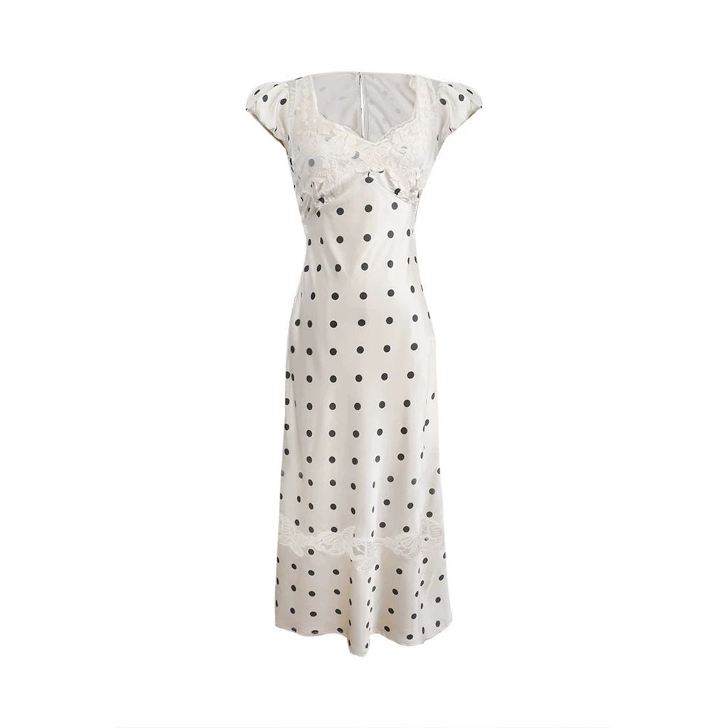 Dot Satin Long Dress ドット サテン ロング ドレス