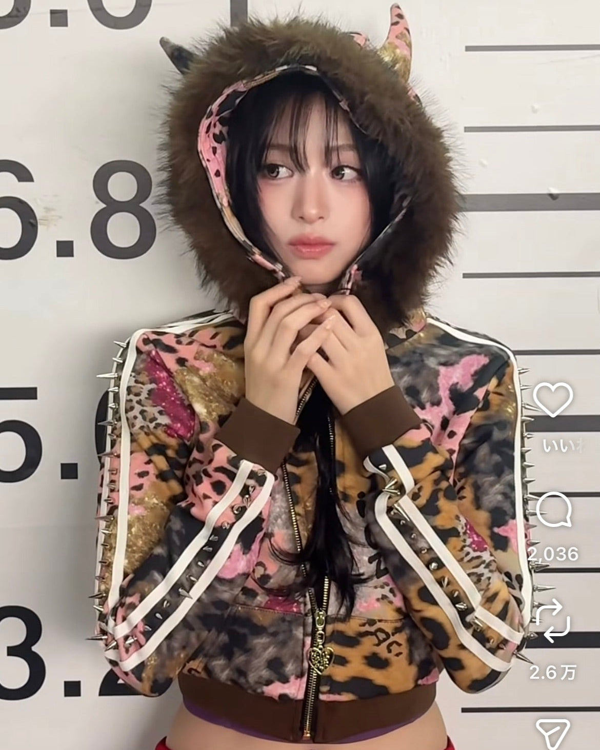 Leopard Print Devil horn Parka Sweat pants レオパードプリント デビルホーンパーカー スウェットパンツ