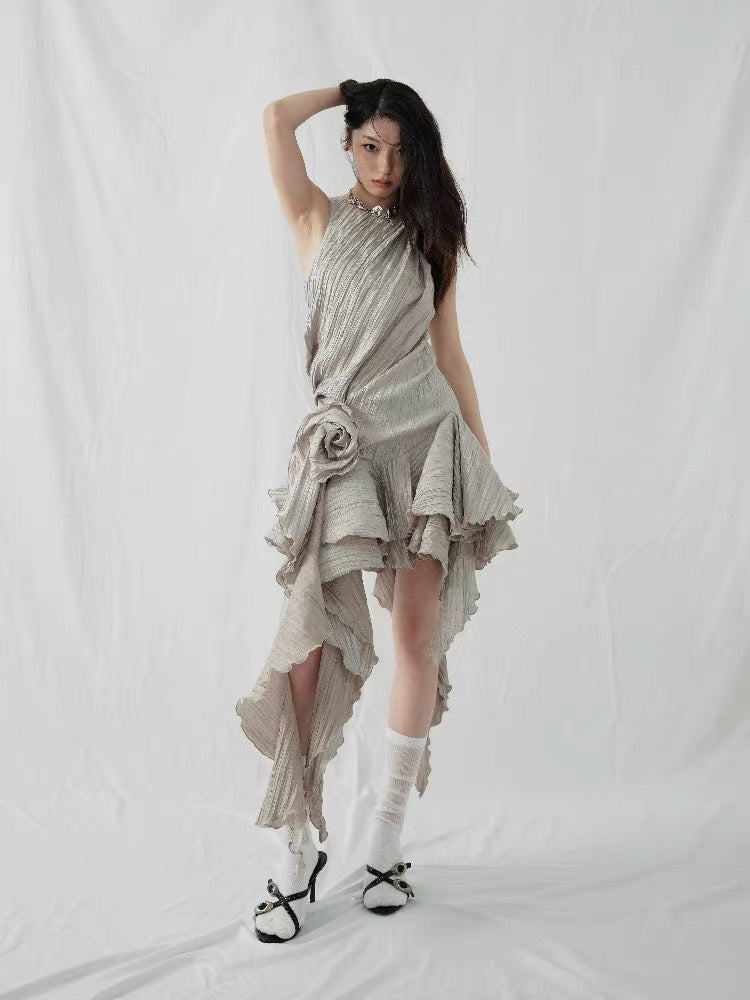 Silver Frower Dress シルバー フラワー ドレス
