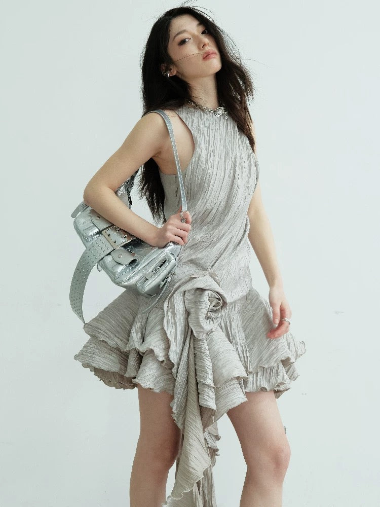Silver Frower Dress シルバー フラワー ドレス