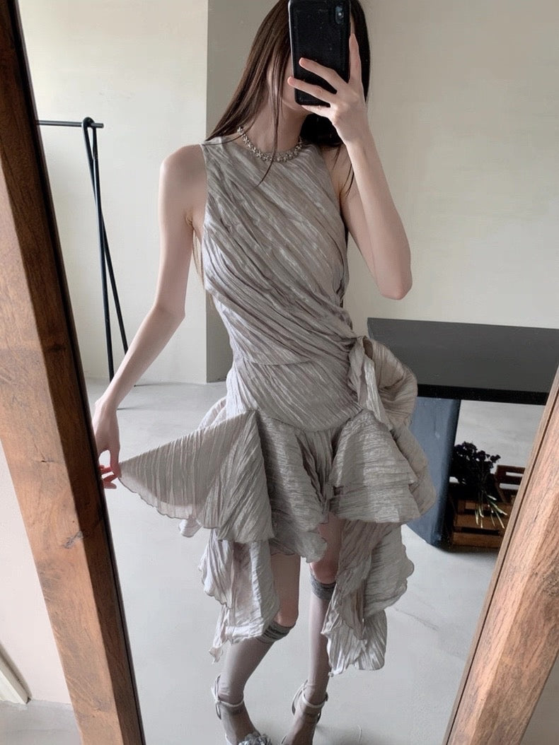 Silver Frower Dress シルバー フラワー ドレス