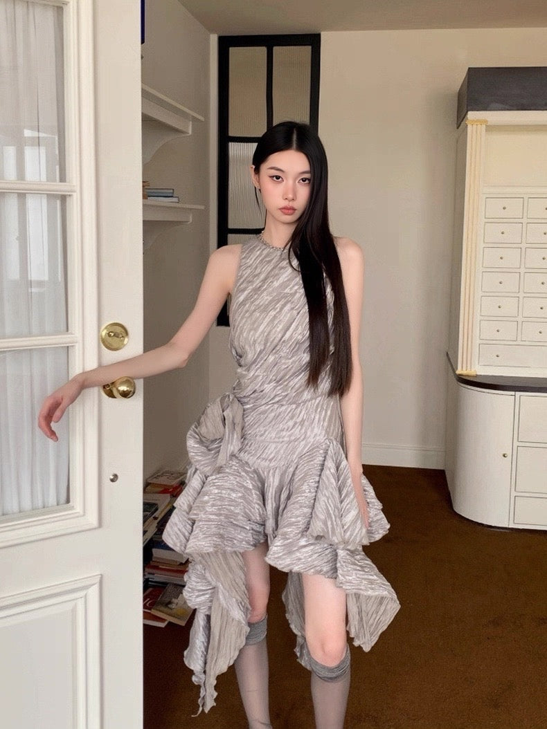 Silver Frower Dress シルバー フラワー ドレス