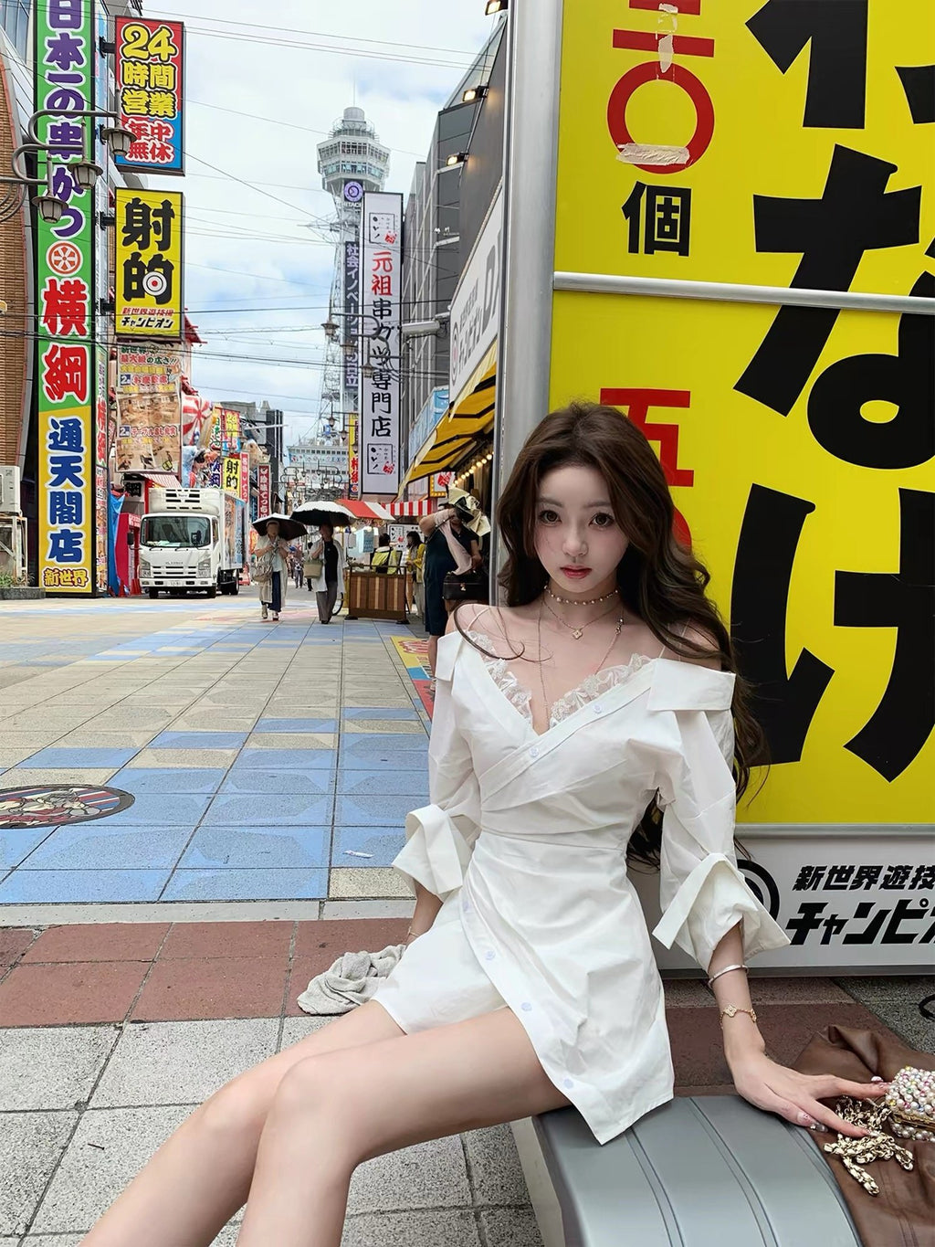 Off Shoulder Shirts Dress オフショルダー シャツ ドレス