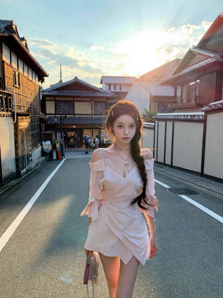 Off Shoulder Shirts Dress オフショルダー シャツ ドレス