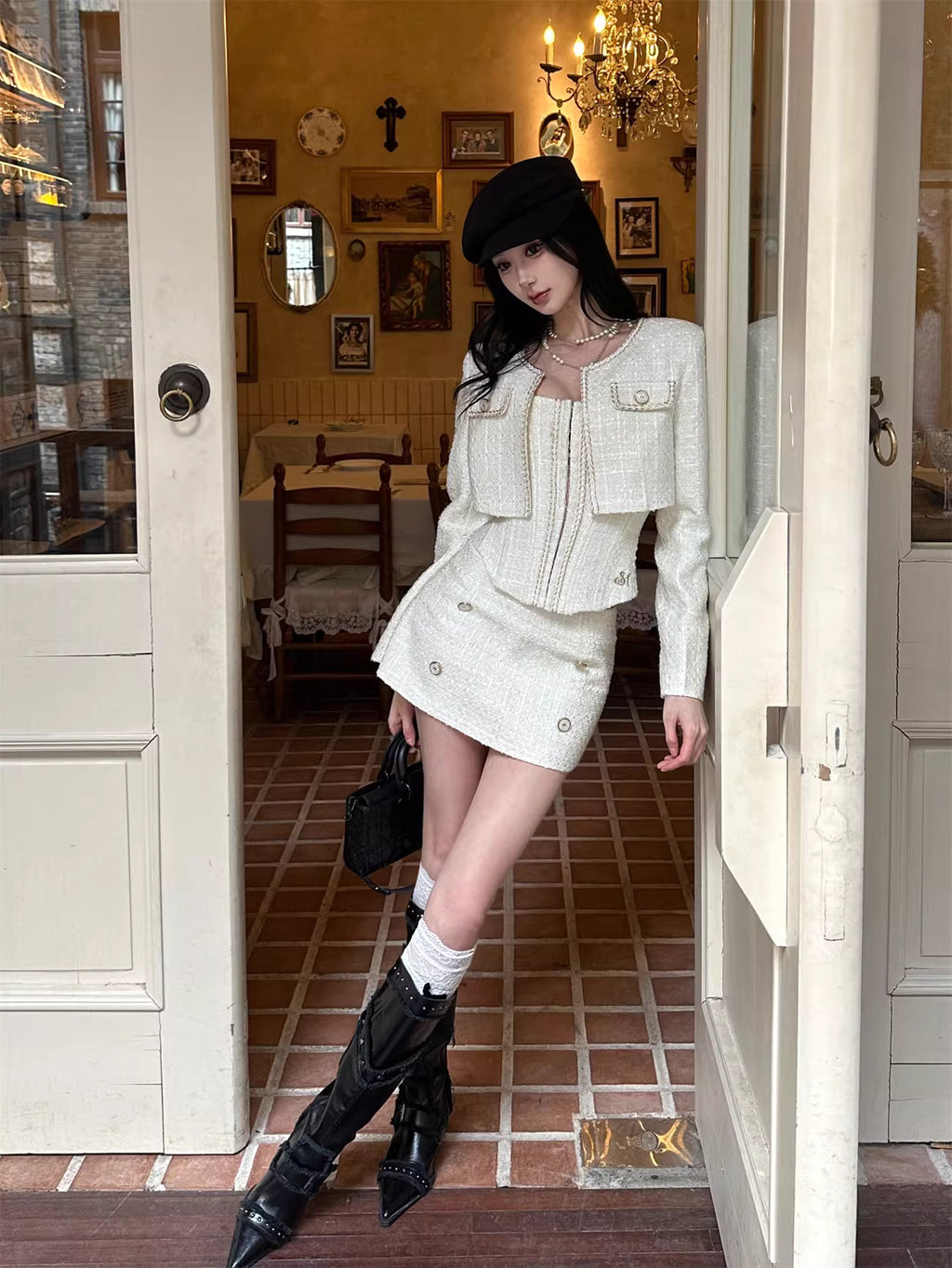 Tweed jacket buistier skirt 3piece ツイード ジャケット ビスチェ スカート 3ピース