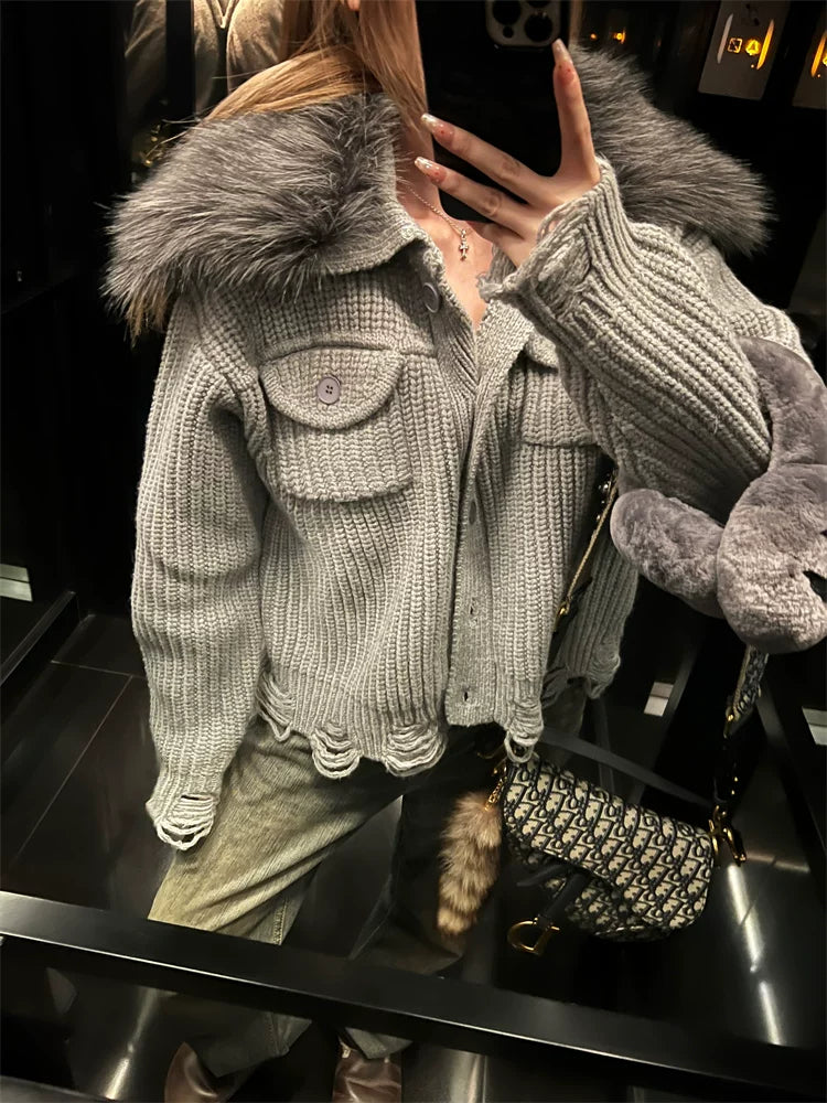 Faux Fur knit cardigan フォーファーニットカーディガン
