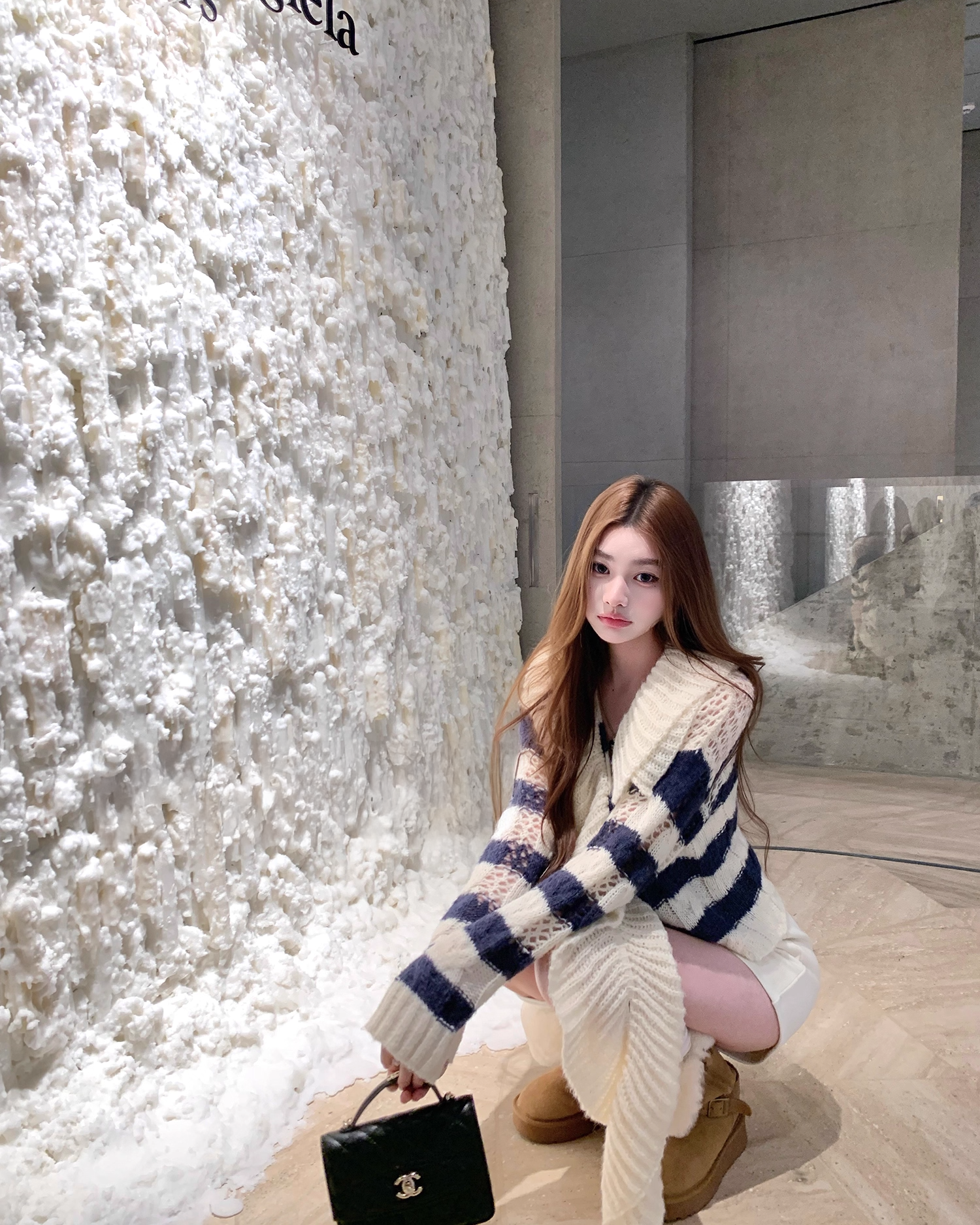 Frill Shawl border Knit  フリル ショール ボーダーニット