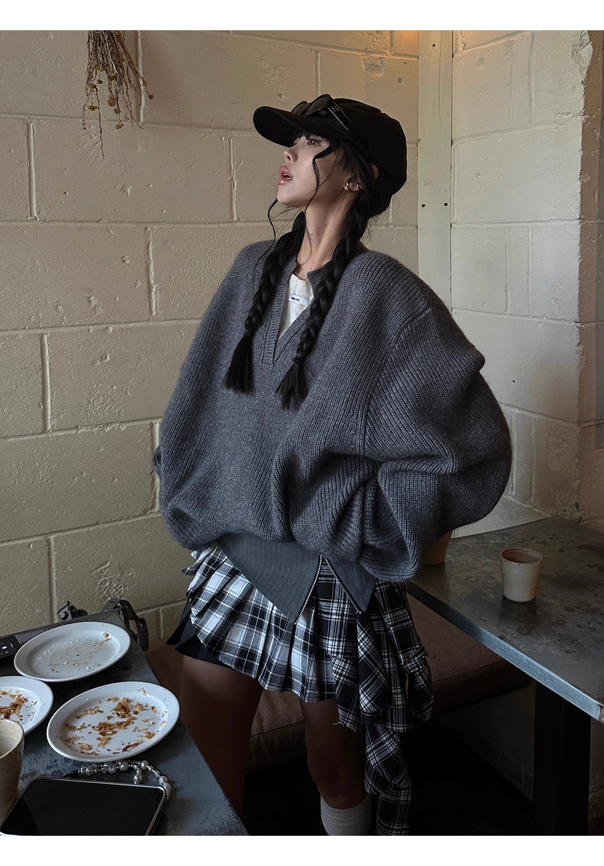 Asymmetric check skirt アシンメトリー チェック スカート