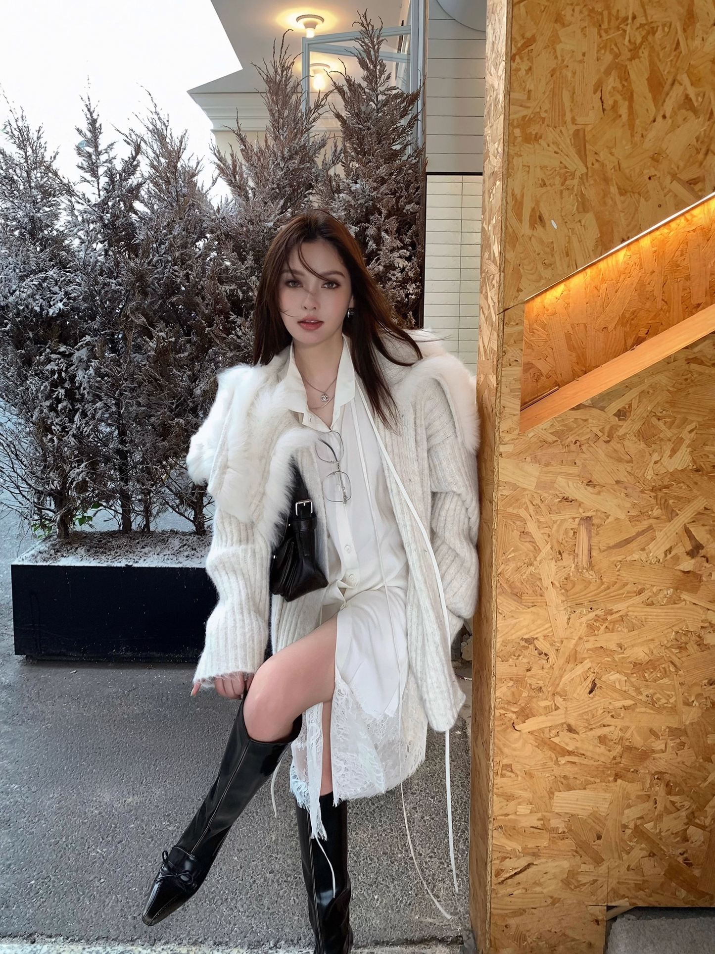 Fur knit cardigan ファー付きニットカーディガン