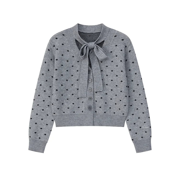 Polka-dot knit cardigan ドット柄ニットカーディガン