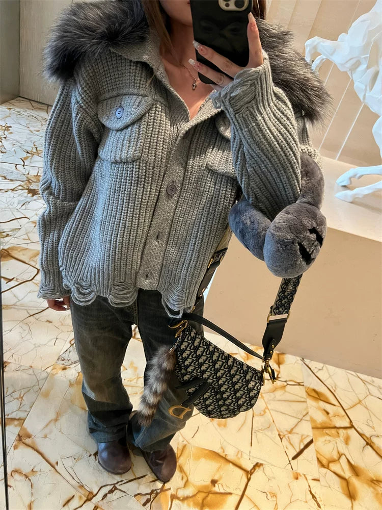 Faux Fur knit cardigan フォーファーニットカーディガン