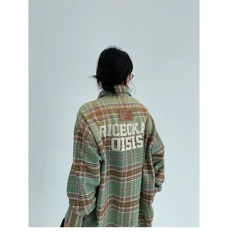 gradation long Check shirts グラデーションロングチェックシャツ