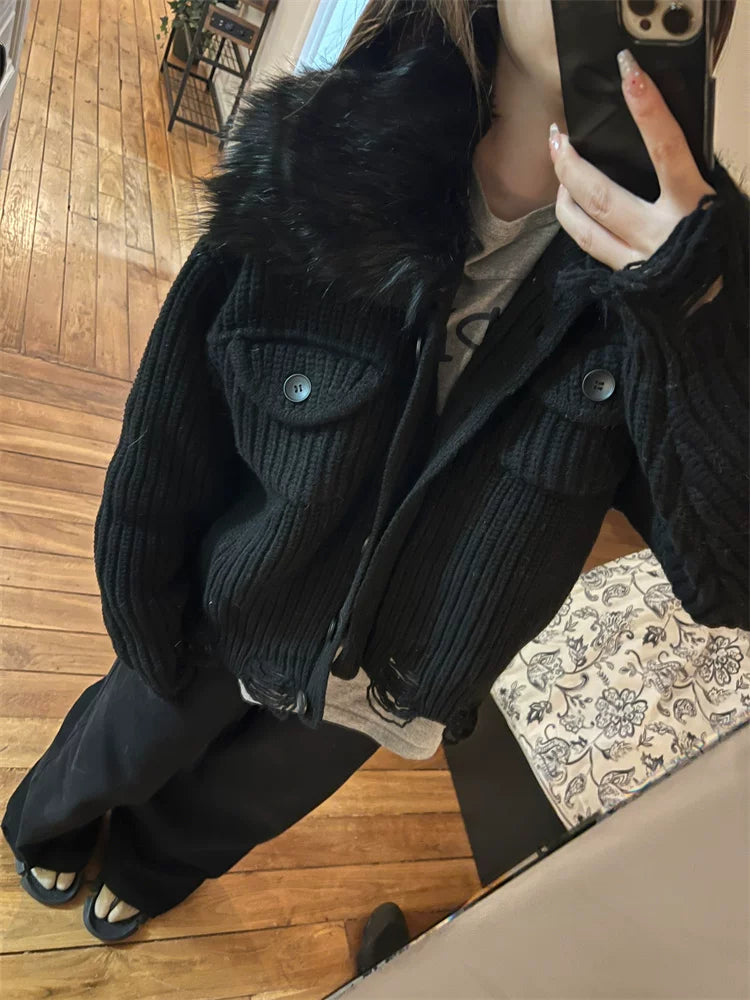 Faux Fur knit cardigan フォーファーニットカーディガン