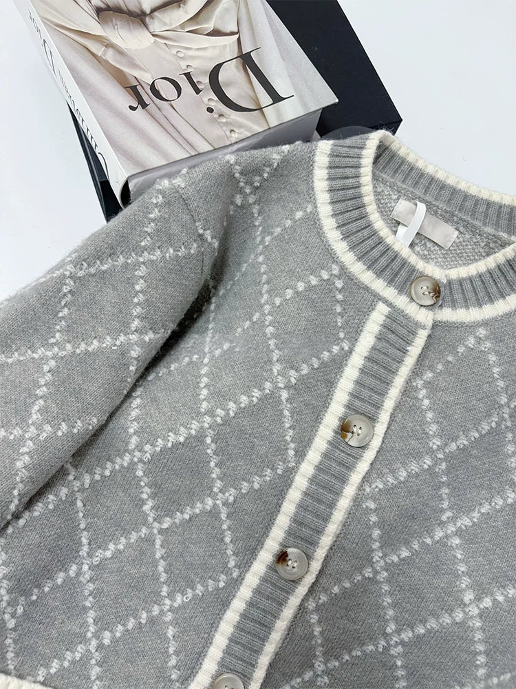 Argyle middle knit cardigan アーガイルミドルニットカーディガン