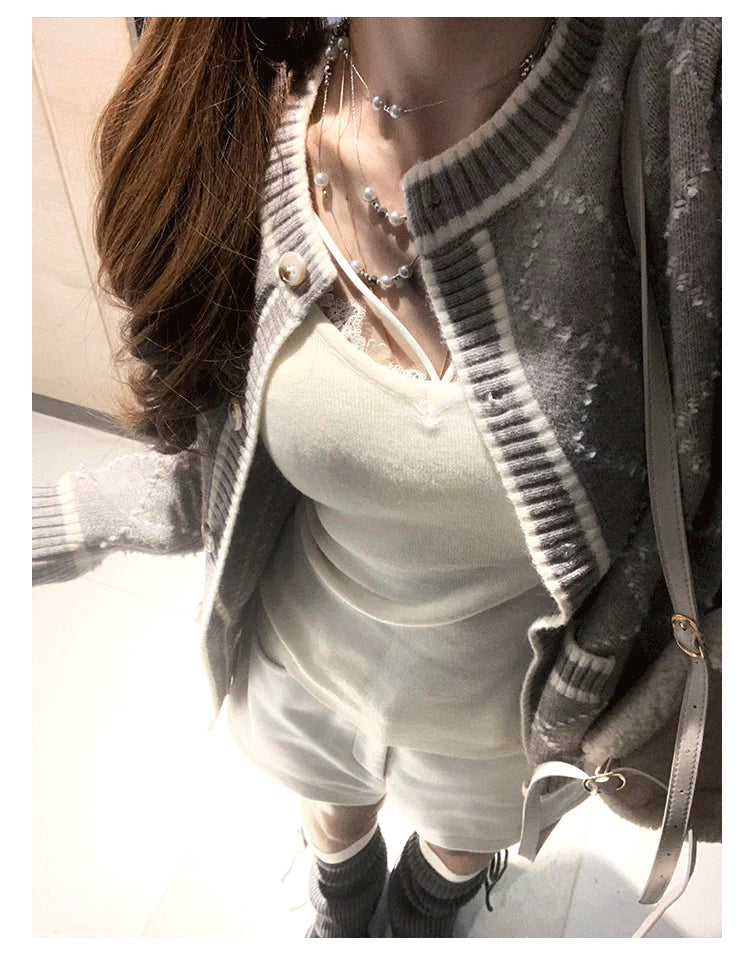 Argyle middle knit cardigan アーガイルミドルニットカーディガン