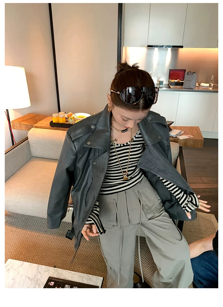 Short Bolero Striped bare top cargo pants set ショートボレロボーダーベアトップカーゴパンツセット