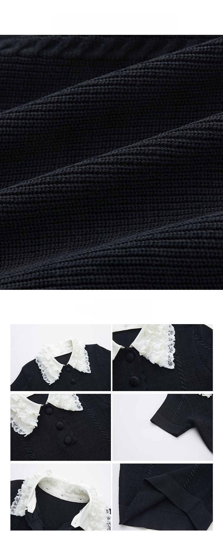 Lace-collar short-sleeve polo shirt レース襟半袖ポロシャツ