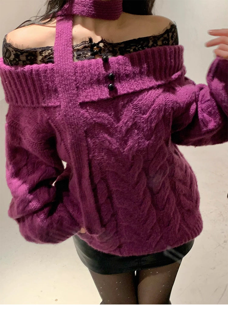 off shoulder knit オフショルダーニット