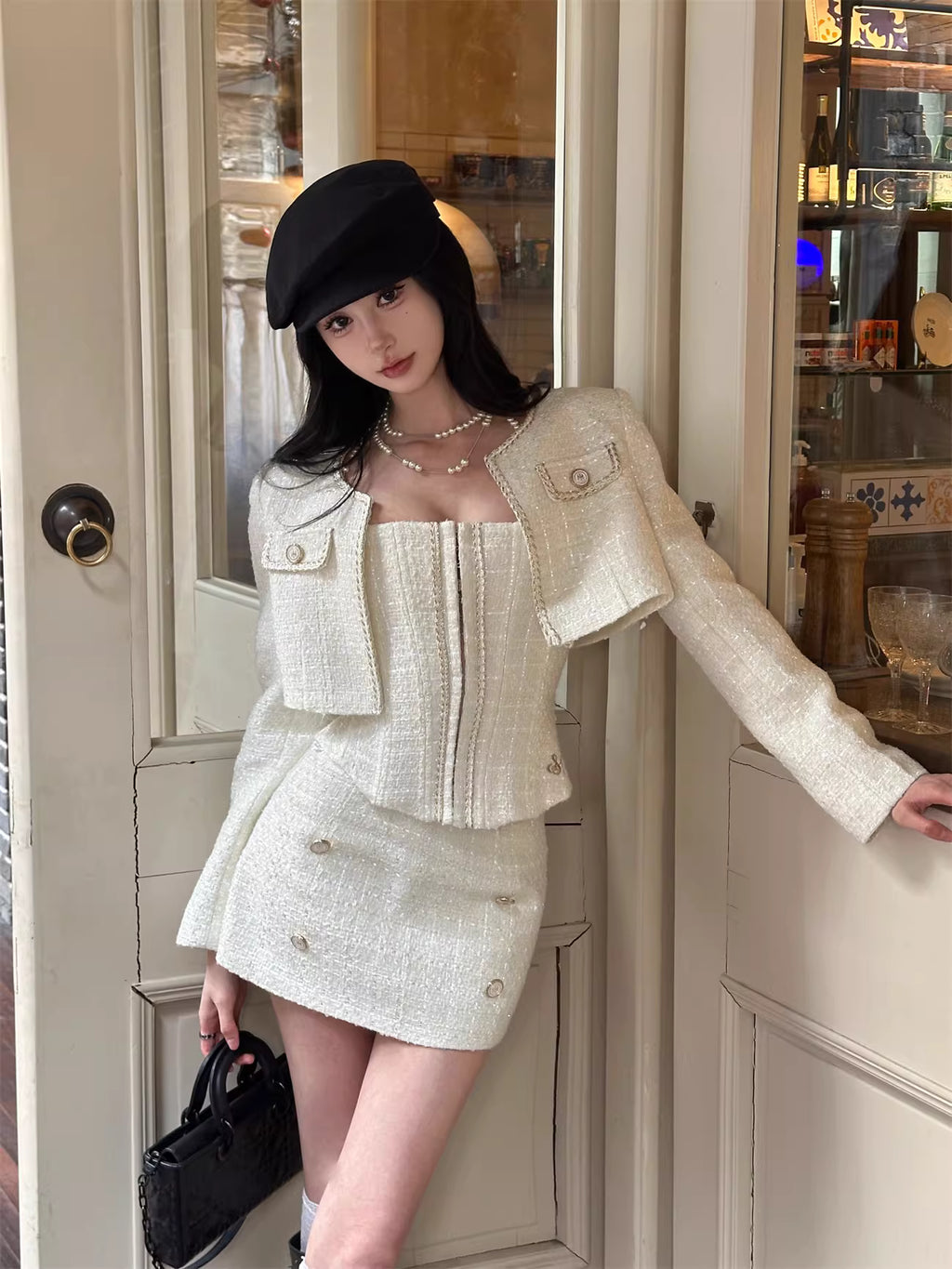 Tweed jacket buistier skirt 3piece ツイード ジャケット ビスチェ スカート 3ピース