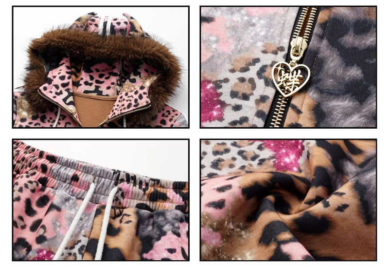 Leopard Print Devil horn Parka Sweat pants レオパードプリント デビルホーンパーカー スウェットパンツ
