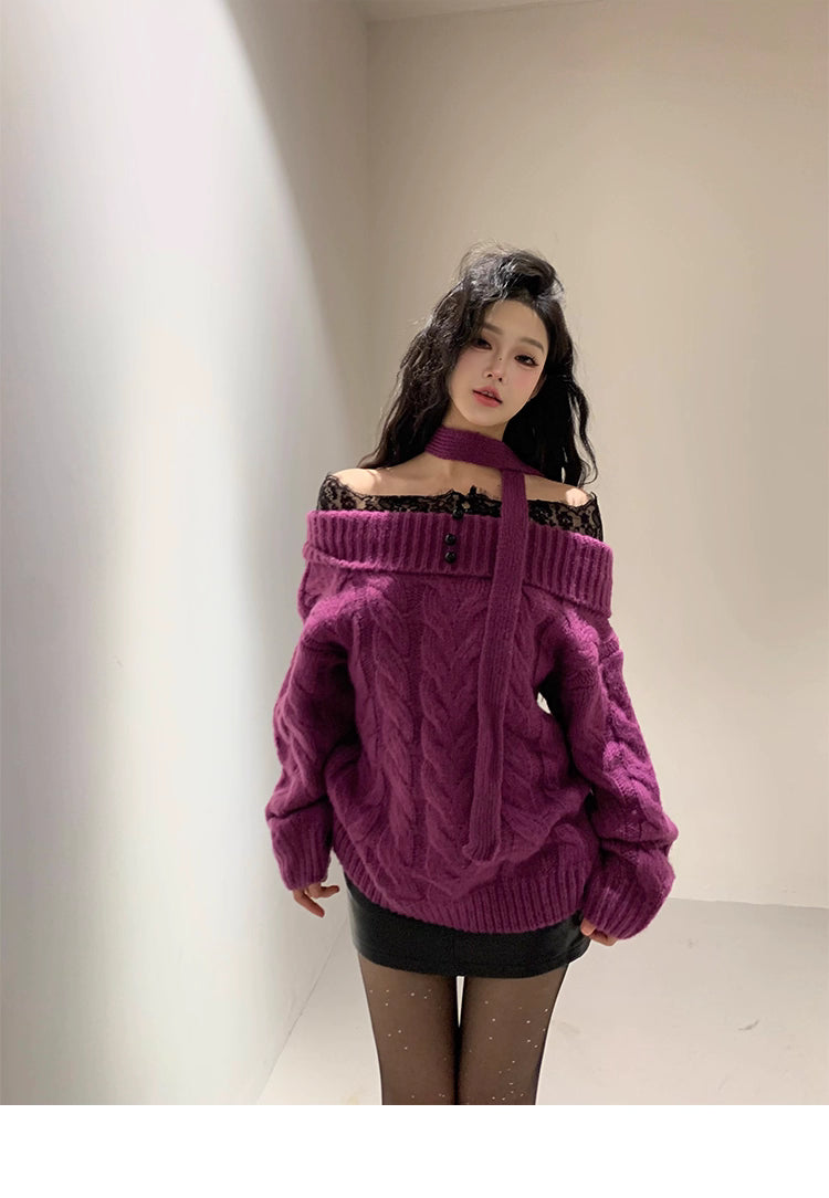 off shoulder knit オフショルダーニット