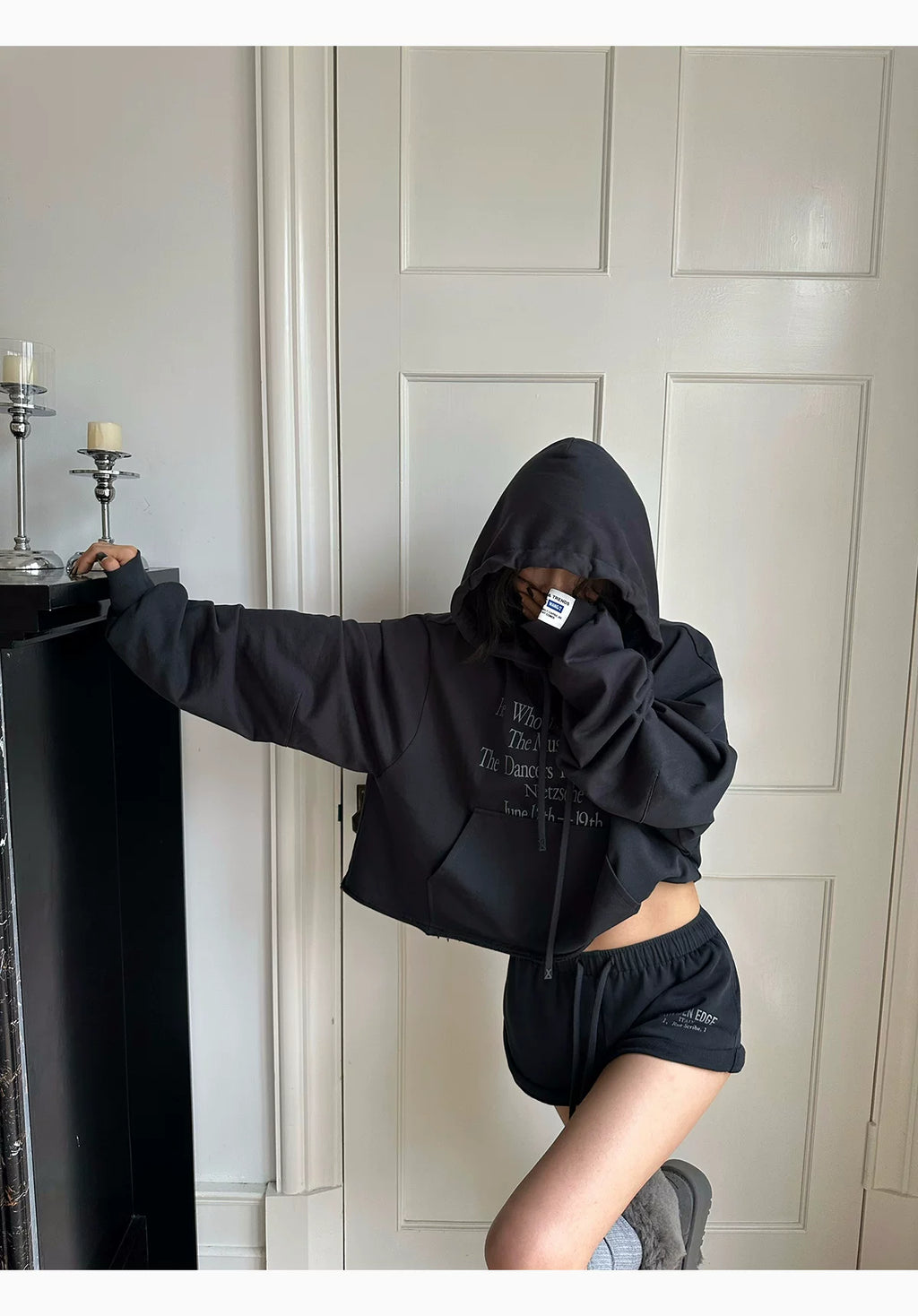 WARDEN EDGE  Drawstring Hooded sweat&wide-leg shorts  ウォーデンエッジドローストリングフード付きスウェット&ワイドレッグショートパンツ