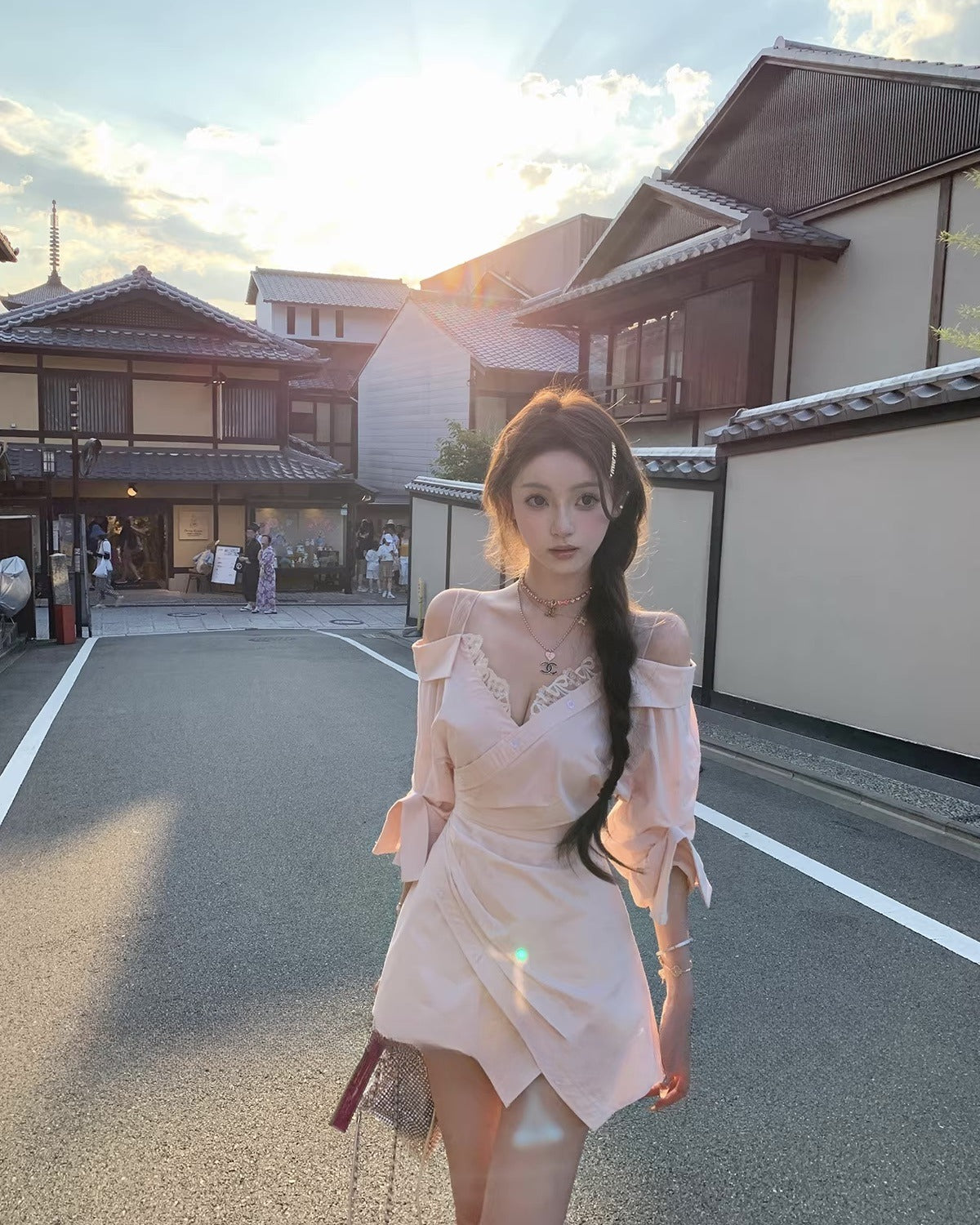 Off Shoulder Shirts Dress オフショルダー シャツ ドレス